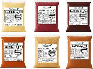 Kit Gengibre-Guaraná-Catuaba-Maca Peruana-Beterraba-Farinha de Uva (100grs de Cada)