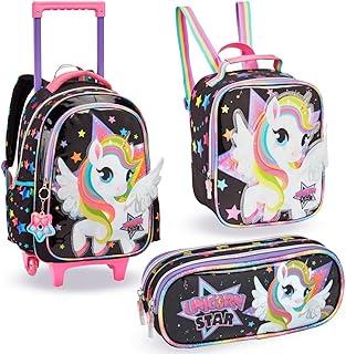 Kit Escolar, Mochila com Rodinhas, Lancheira Térmica, Estojo, Infantil, Menina