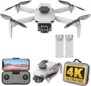 Mini Drone com Câmera 4K, Drone Dobrável com Motor Brushless e 2 Baterias, Drones com Câmera 4K, para Iniciantes e Adolescentes (Branco)
