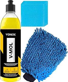 Kit Lavagem Automotiva Shampoo Lava Autos Desengraxante V-Mol 500ml Vonixx + Luva para Lavar de Microfibra