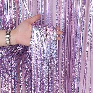 Kit 2pçs Cortina Metálica Holografica Decorativa 2x1 Metros (ROSA)