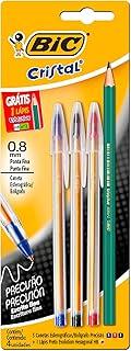 BIC, Kit Precisão, 3 Canetas Esferográfica Cristal Precisão + Lápis Preto Evolution