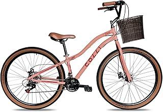 Colli Bike, Viena, Tam. 15,5, Aço Carbono, 21 Velocidades, Aro 29, Freios a Disco, Com Cesto Bege, Selim Marrom, Pneu com Faixa Bege CHAOYANG