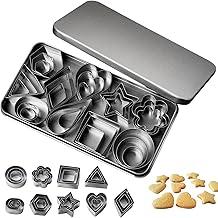 Kit 30 Peças Cortador de Biscoito Inox em Aço Inoxidável, Formas Geométricas para Biscoitos, Bolos e Doces,Círculo, Quadrado, Coração, Estrela,Ideal para Confeitaria e Uso Doméstico