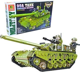 Conjunto de Blocos de Montar 492 Peças - Tanque Militar 99A - Brinquedo Educativo de Construção Infantil, Blocos de Construção com Minifiguras, P