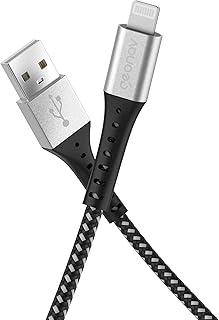 Geonav Cabo USB-A para Lightning, compatível com dispositivos Apple, 1.2 metros, nylon trançado, resiste até 10 mil dobras, tranferência de dados até 480 Mbps, ESLIBK, preto