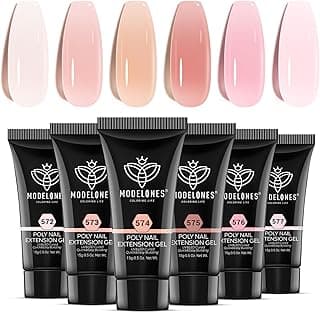 modelones Poly Gel Set 6 Colors Jelly Gel Pink White Sheer Pink Nude Translucent Nail Extension Kit DIY Art for Women com 15% de desconto por R$ 84,99 na amazon