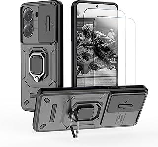 Capa para Xiaomi Poco X7 Pro 5G Capinha - com [2 peças] protetor de tela de vidro temperado e proteção deslizante da tampa da câmera e suporte