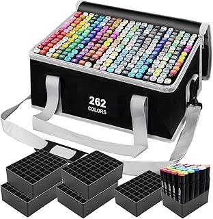 Marcadores À Base De Álcool 262 Cores Com Suporte - Caneta De Desenho Com Ponta Dupla Para Esboços E Ilustrações De Anime, Para Crianças E Adult