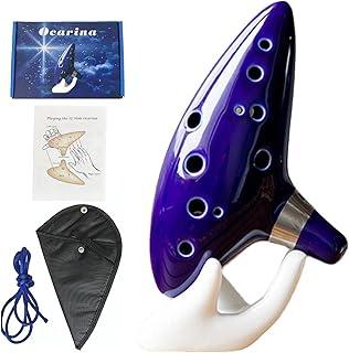 Ocarina 12 Buracos Alto C Tone com Livro de Canções Ocarinas é um Ótimo Presente para Festival-Pequeno Instrumento Ocarina com Suporte de Exibição Saco Protetor