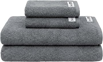 Decolab Jogo de Toalhas Air Light 100% Algodão (Cinza-escuro, 4 Peças) Toque Suave Gramatura de 420g/m² Toalha de Banho138 x 68cm / Toalha de Rosto 65 x 45cm com 22.87% de desconto por R$ 80,91 na amazon