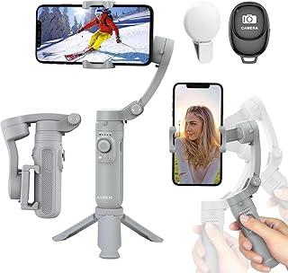 Estabilizador para Celular de Três Eixos, Cardã Inteligente com Controle Remoto Recarregável, Estabilizador Portátil Plegável para Android e iPhone, Ideal para Vlogs, YouTube, TikTok