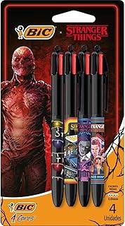 530028 - Caneta Escrita Média Retrátil, 4 Cores collab Stranger Things Retro, BIC, 4 Unidades