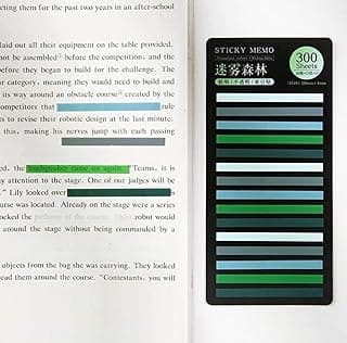 Marcador de linhas adesivo com 300 notas- design Floresta Nebulosa- Cartela Única - 15 Cores Variadas - Tamanho 50x4mm (Área Adesiva 25mm)