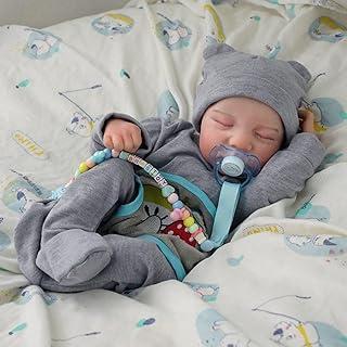 Bebê Reborn Dormindo Menino Levi Boneco Realista de Silicone 48cm Pode Tomar Banho