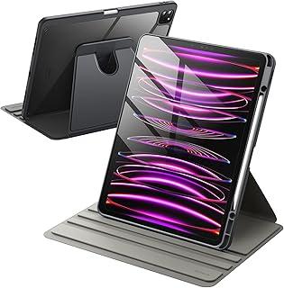 JETech Capa Giratória para iPad Pro 12,9 Polegadas (2022/2021/2020/2018) com Porta Pencil, Tampa Claro do Suporte Protetor de Rotação de 360 Graus, Despertar/Suspender Automático (Cinza Espacial)
