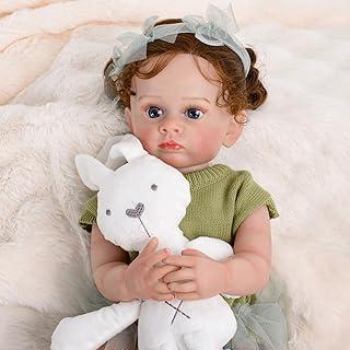 Brastoy Bebê Reborn Silicone Menina Boneca 55cm Realista Pintado Original Olhos Azuis Pode Tomar Banho
