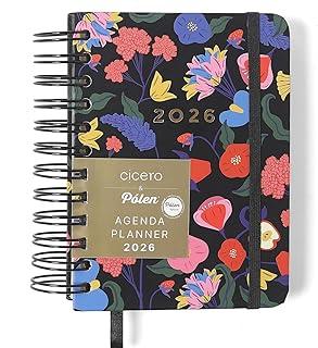AGENDA PLANNER WIRE-O 2026 DOCE FLORADA DIARIA 11,5X16 PRETO