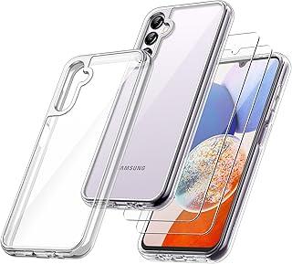 JETech Capa 2 em 1 para Samsung Galaxy A14 5G 6,6 Polegadas (Não para A14 4G), com Protetor de Tela de 2 Pacotes, Case Protetora de Telefone à Prova de Choque Transparente Traseira (Claro)