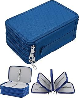 Estojo Escolar Box, Grande, com 3 Divisórias e 72 Elásticos, Feminino, Masculino, Zíper e Tecido Resistentes, com Alça, Qualidade Premium (Azul)