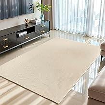Tapete Sala 1,40m x 2,00m Antiderrapante Algodão Cru Creme de Tear Artesanal Decoração Geométrico para Quarto Casal Rústico Minimalista Neutro Off White