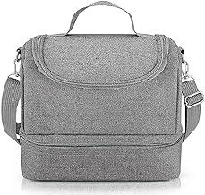 Bolsa Térmica com Alça Ajustável, Compartimento Duplo, Isolamento Térmico, para Marmita, Trabalho, Escola e Viagens, (Cinza)