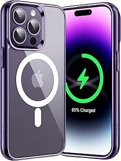 JETech Capa Magnética para iPhone 14 Pro 6,1 Polegadas Compatível com o Carregamento sem fio MagSafe, Case para Celular à Prova de Choque, Capinha Parte Traseira Claro Anti-Riscos (Roxo Profundo)