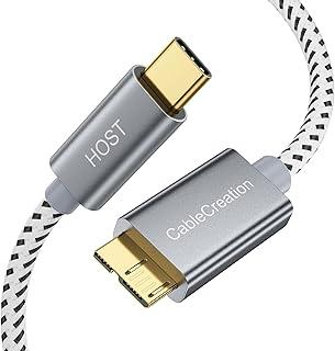 CableCreation Cabo curto USB-C para Micro B de 0,3 metros, Cabo de disco rígido externo 10G Micro B para USB-C para iPhone 15/16/17, Galaxy S24, WD My Passport, MacBook Pro/Air, iPad, cinza