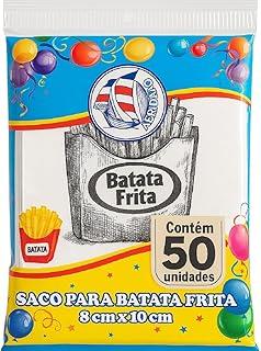 kit 150 Saco para Batata frita Decorado papel desenho 8x10cm