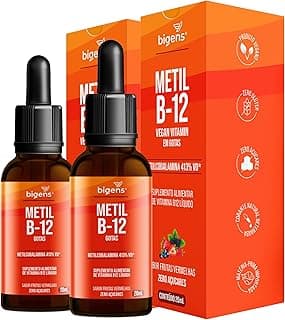 Metil B-12 vegan vitamin gotas liquida, Metilcobalamina 413% VD, sabor frutas vermelhas, Biogens Kit 2x 20mL