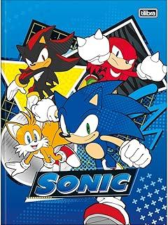 Tilibra - Caderno Brochura Capa Dura Universitário Sonic 80 Folhas - Capa Azul - 4 Personagens