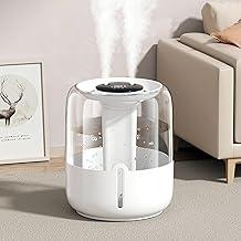 Umidificador de Ar USB 6,8 L com Luz Noturna – Nano Dual-Névoa, Tela Digital, Indicador de Temperatura, Beige, Ideal para Quarto, Sala e Escritório