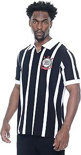 Camiseta Corinthians Coimbra, centenário, bordada, gola e punho contraste, M