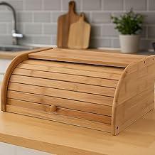 Porta Pão com Tampa Retrátil de Madeira Armazenamento de Pães Frescos