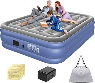 Trailabo Colchão Inflável Queen Size 205 * 155 * 36 CM com Bomba de Ar Elétrica Integrada, Infiação e Deflação Rápidas e Automáticas, Recarregável, para Famílias e Camping, Cinza-Azulado