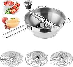 Moinhos de Alimentos com 3 Discos de Moagem, Cabo de Moagem & Tigela de Aço Inoxidável, Manivela de Moinho de Alimentos para Purês, Molho, Purê de Batatas, Compota de Maçã, Geleias, Comida para Bebê