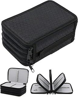 Estojo Escolar Box, Grande, com 3 Divisórias e 72 Elásticos, Feminino, Masculino, Zíper e Tecido Resistentes, com Alça, Qualidade Premium (Preto)