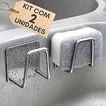 Kit com 2 Suporte de Esponja Gancho Pia Aço Inox Louça Cozinha Inoxidável Suporte para Sabonete Pia de Cozinha Adesivo para Bucha - IT