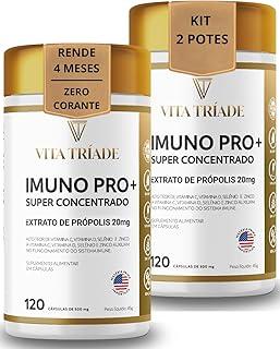Imunidade Concentrado com Vitamina D3, C, Zinco, Selênio e Própolis Verde – IMUNO PRO+ Vita Tríade – 240 Cápsulas kit 2x