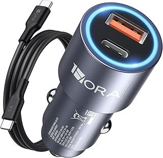 Carregador Veicular Carro 1Hora 3A+Cabo Usb Tipo C Azul