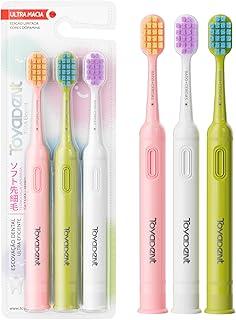 TOYADENT Escova de Dentes para Adultos, Cerdas Super Macias, Kit com 3 Unidades, Alta Densidade de Cerdas, Design com Ventosa, Pode Ficar em Pé, Limpeza Profunda entre os Dentes, Design Colorido