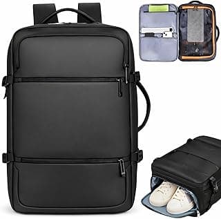 Mochila de Viagem Expansível Aprovada em Avião Bagagem de mão Impermeável Compartimento P/Notebook Laptop Porta de Carregamento USB