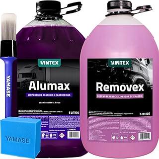 Kit Removex Limpa Alumio Carroceria Alumax Desincrustante Automotivo Sujeira Pesada Vintex + Pincel Macio + Espuma Yamase