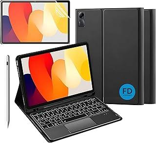 Capa com Teclado para Redmi Pad SE 11" com Mouse Touchpad e Compartimento para Caneta + Película Paperlike para Redmi Pad SE + Caneta Precision - FD Acessórios (Kit Capa + Película + Caneta)