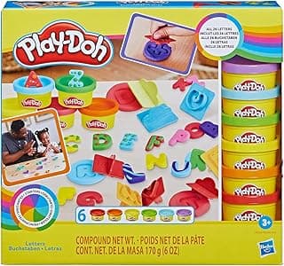 Play-Doh, Massinha de Modelar Infantil, Kit Inicial de Letras - Conjunto de Brinquedo com 26 Carimbos e 6 Potes - A partir de 3 Anos com 35.91% de desconto por R$ 38,45 na amazon