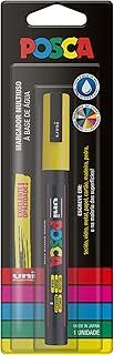 POSCA, UNI, Caneta Marcador PC-3M, Ponta Fine, traço de 0,9mm a 1,3mm, Amarela, Blister com 1 Unidade