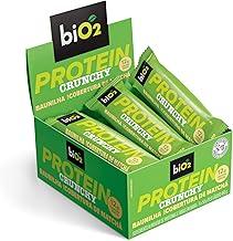 Barra de Proteína Crocante biO2 Protein Crunchy Baunilha com Matchá, Caixa com 9 unidades de 50 g, Vegana e sem Glúten