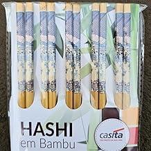 Kit 10 Pares de Hashi de Bambu Decorado 24 cm Estapados Pauzinhos Japonês Udon Sushi Sashimi - TYDA (AZUL VILAREJO JAPONES)