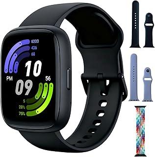Relogio Smartwatch Feminino e Masculino,Smartwatch GPS,Tela HD de 1,85" Full Touch, Modos Esportivos, Inclui 3 Pulseiras, Compatível com Android iOS amarelo preto