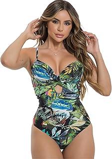 Maiô Body Feminino com Bojo Meia Taça e Aro Abertura Frontal Elegante